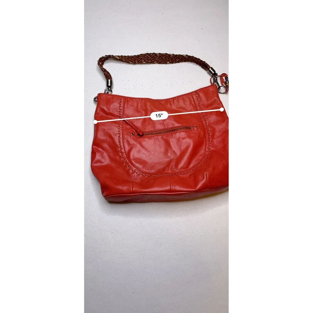 The Sak Women Purse Y2K Hobo Slouch Braided Strap Large Red